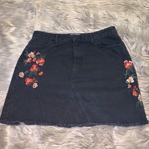 Black floral Jean skirt Size 12 US